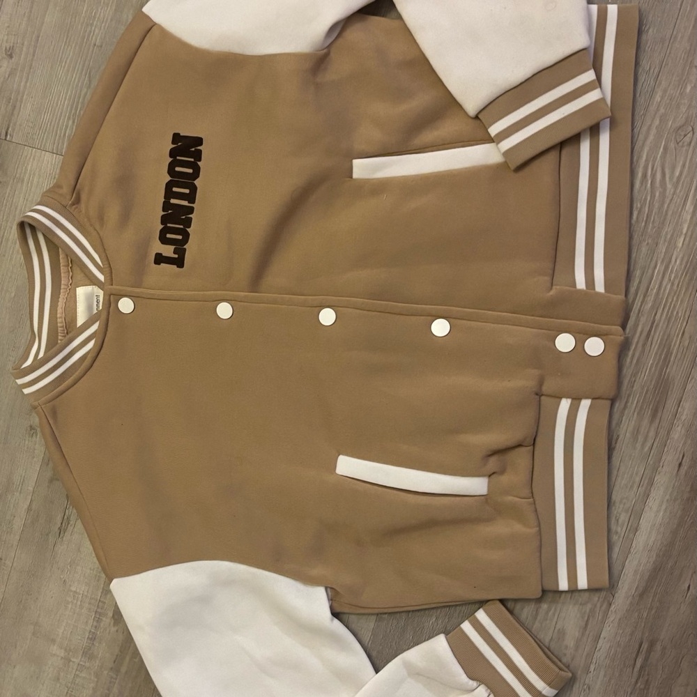 Women's Tan and White Bomber Jacket